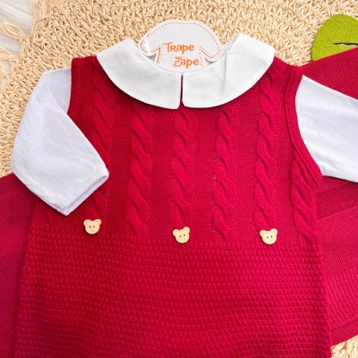  Saída de Maternidade Henry Salopete - Vermelho Manta Canelada